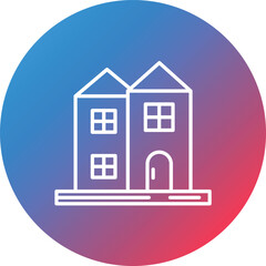 Duplex House Line Gradient Circle Background Icon