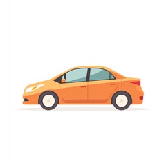 Sleek Orange Sedan, Side Profile View, Minimalist Design, Clean Lines, Simple Illustration, Modern Vehicle