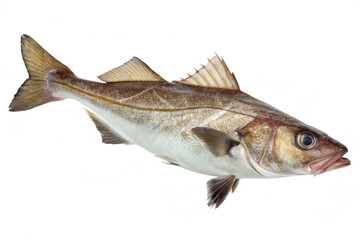A high-resolution PNG image of a haddock fish, isolated on a clean white background.