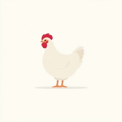 A Simple Illustration of a White Hen Standing on a Light Background, Minimalist Design