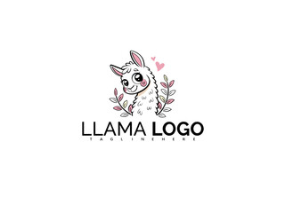 Magical Kawaii Llama Clipart Logo with Star Accents. Adorable Cartoon Mascot in Vector for Baby Products, Kids’ Fashion, Toy Packaging, and Child-Friendly Whimsical Branding.

