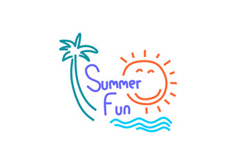 illustration captures the essence of summer fun with a playful and colorful design. 