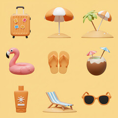 set of summer icons