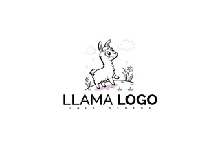 Obraz premium Pastel Kawaii Cartoon Llama Clipart Vector for Branding. Adorable and Friendly Mascot Illustration for Baby Clothes, Kids Toys, Book Covers, and Child-Centered Product Labels.