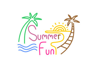 illustration captures the essence of summer fun with a playful and colorful design. 