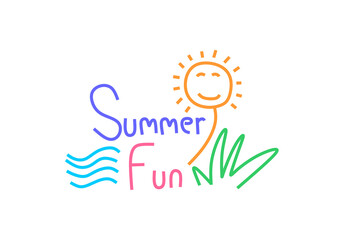 illustration captures the essence of summer fun with a playful and colorful design. 