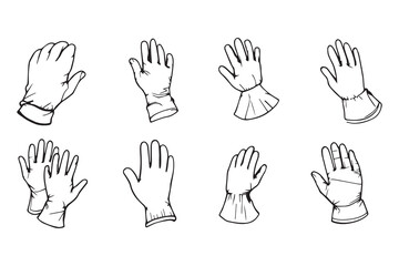 Fototapeta premium Gloves line art and black color