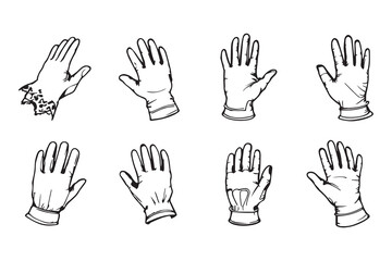 Fototapeta premium Gloves line art and black color