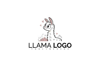 Sweet Kawaii Llama Clipart in Vector Style with Rainbow Elements. Cute Cartoon Mascot Logo for Children’s Products, Branding, or Stickers. Ideal for Playful, Child-Friendly Designs.

