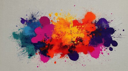 Colorful Paint Splatter on Neutral Canvas.isolated white background.