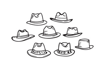 Hat line art and black color
