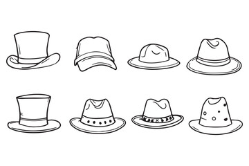 Hat line art and black color 