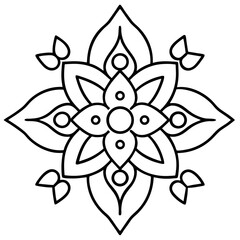 Floral Rangoli Line Drawing