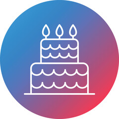 Cake Line Gradient Circle Background Icon