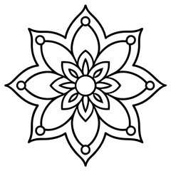 Floral Rangoli Line Drawing