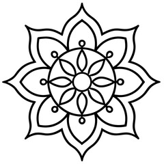 Floral Rangoli Line Drawing