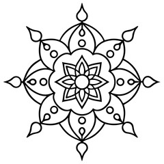 Floral Rangoli Line Drawing