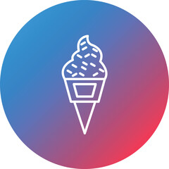 Ice Cream Line Gradient Circle Background Icon
