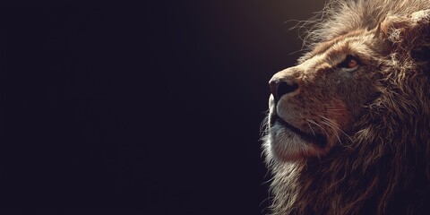 Lion of Judah, Christian bible symbolism background wallpaper with copy space. Artistic painting, cinematic style