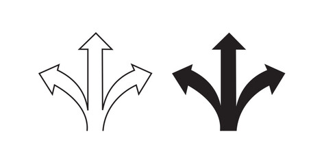 Three-Way Arrow Icon - Diversion or Choice