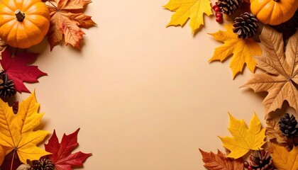 Celebrating autumn colorful leaves and pumpkins decorate the seasonal table cozy indoor environment aesthetic viewpoint