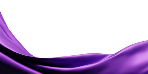 Luxury violet fabric on white backgrouns with copy space 3D render