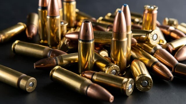 A closer look at different types of ammunition spread out on a surface showcasing their design and craftsmanship. This content highlights their roles in various shooting sports