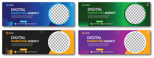 Creative digital marketing agency and corporate social media banner template
