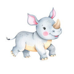 Adorable Rhino: A delightful illustration of a cheerful rhino, perfect for adding a touch of sweetness to any project.