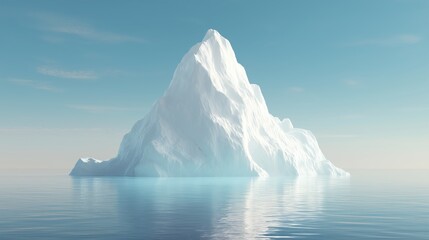 White Iceberg Floating in Calm Blue Water Under Bright Sunlight.