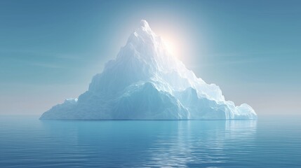 White Iceberg Floating in Calm Blue Water Under Bright Sunlight.