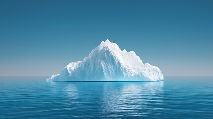 White Iceberg Floating in Calm Blue Water Under Bright Sunlight.