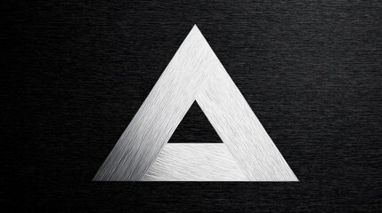White Interwoven Triangle on Black Textured Background.