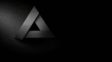 White Interwoven Triangle on Black Textured Background.