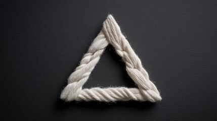White Interwoven Triangle on Black Textured Background.