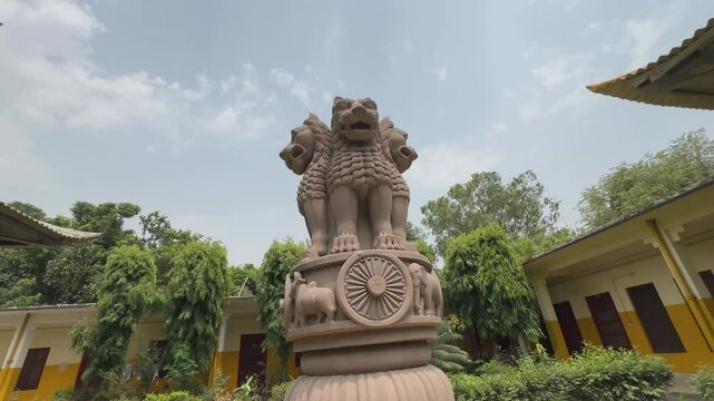 Camera spining around The Ashoka Stambh, also known as the Ashoka Pillar, it is also The National Emblem of India