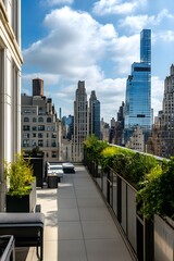 Fototapeta premium Luxury rooftop terrace nyc cityscape view
