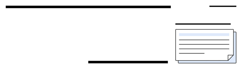 Horizontal envelope with enclosed paper featuring text lines, symbolizing communication, mailing, or correspondence. Ideal for business, messaging, delivery, organization, data sharing paperwork