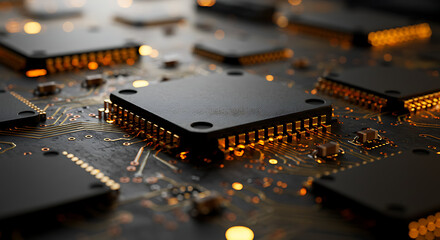 High-Resolution Close-Up of Advanced Microprocessors and Circuit Boards