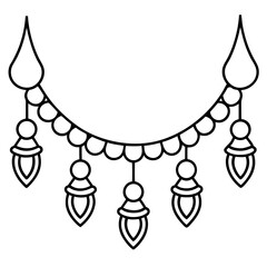 Minimal Diya Garland Line Art