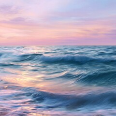 Obraz premium Serene Ocean Waves Under a Colorful Sunset Sky at Dusk