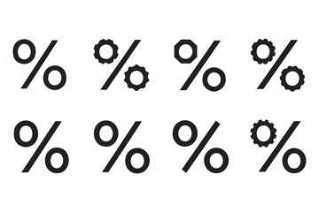 set of different type of 8 pcs Percent sign line art and black color