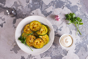 Zucchini fried. Farm fresh organic zucchini,