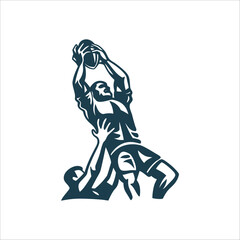 Rugby Player Rucking Over Ball Illustration Rucking Player Over the ball body position