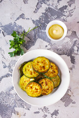 Zucchini fried. Farm fresh organic zucchini,
