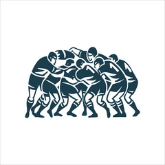 Rugby Maul Formation: Team Driving Forward Maul Formation Group of players driving forward