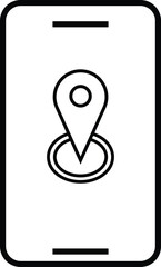 Smartphone displaying a location pin icon representing navigation and search functions on a mobile device