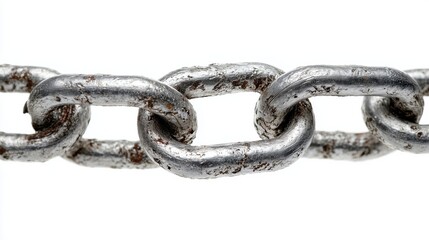 Obraz premium Metal chain links isolated on a white background create a ghostly effect with an empty space for text