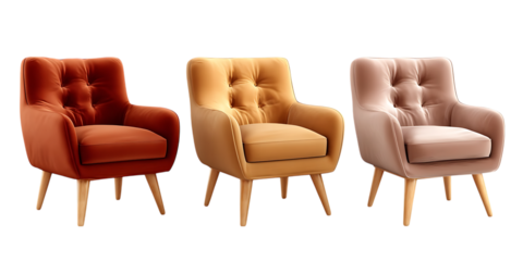 Modern Upholstered Armchairs Set 