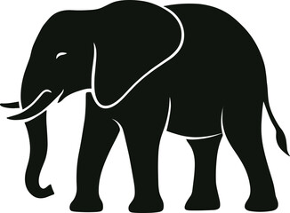 Elephant Side View Silhouette Vector - Wild Safari Animal